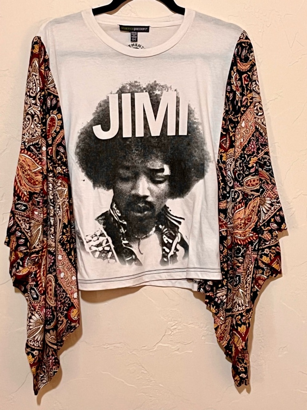 Shannon Passero upcycled band tee. Jimi Hendrix Poncho Tee OS. New One of a Kind